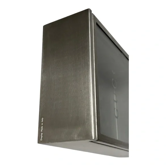 Gucci Made in Italy stainless steel retail counter display merchandise case